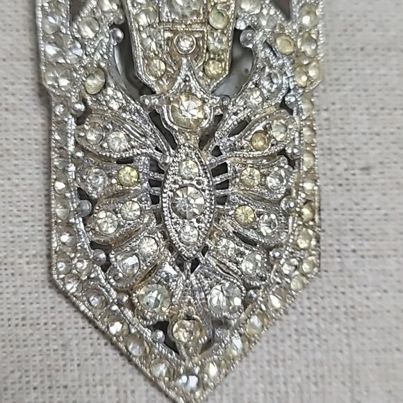 Antique New England Signed Rhinestone Dress Fur Clip 1900's Vintage - Picture 4 of 9